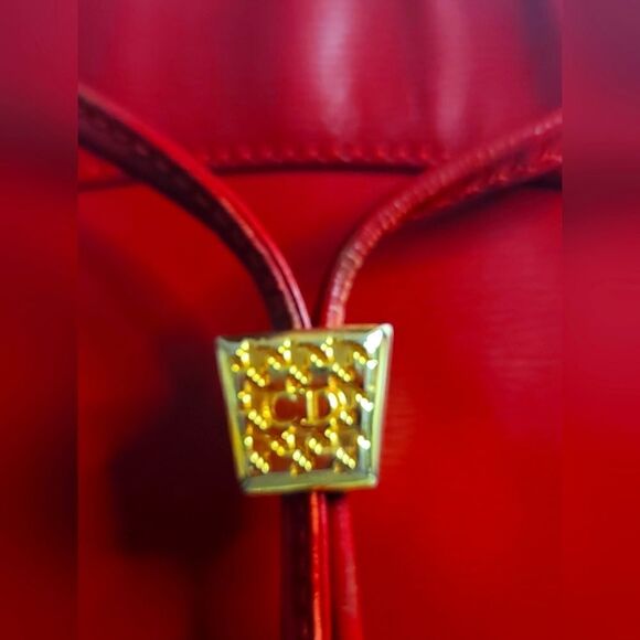 Christian Dior Vintage Red Drawstring Bucket Bag in EUC - Picture 9 of 16